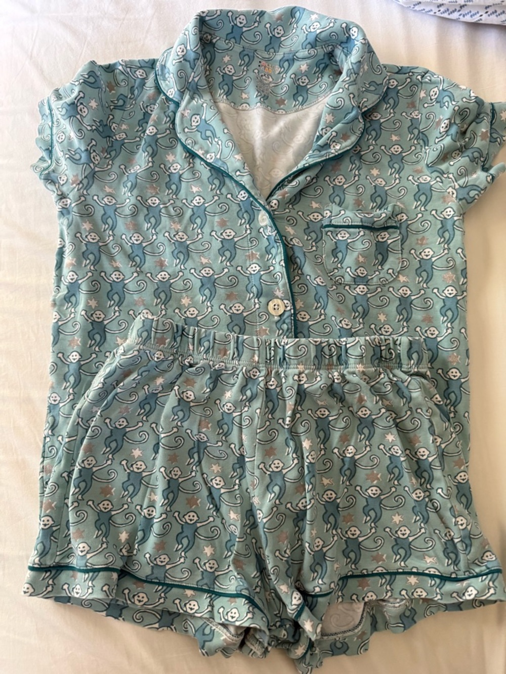 Roller Rabbit Star Monkey Blue Print Pajama Set